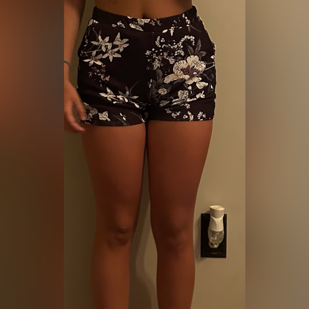 black floral shorts